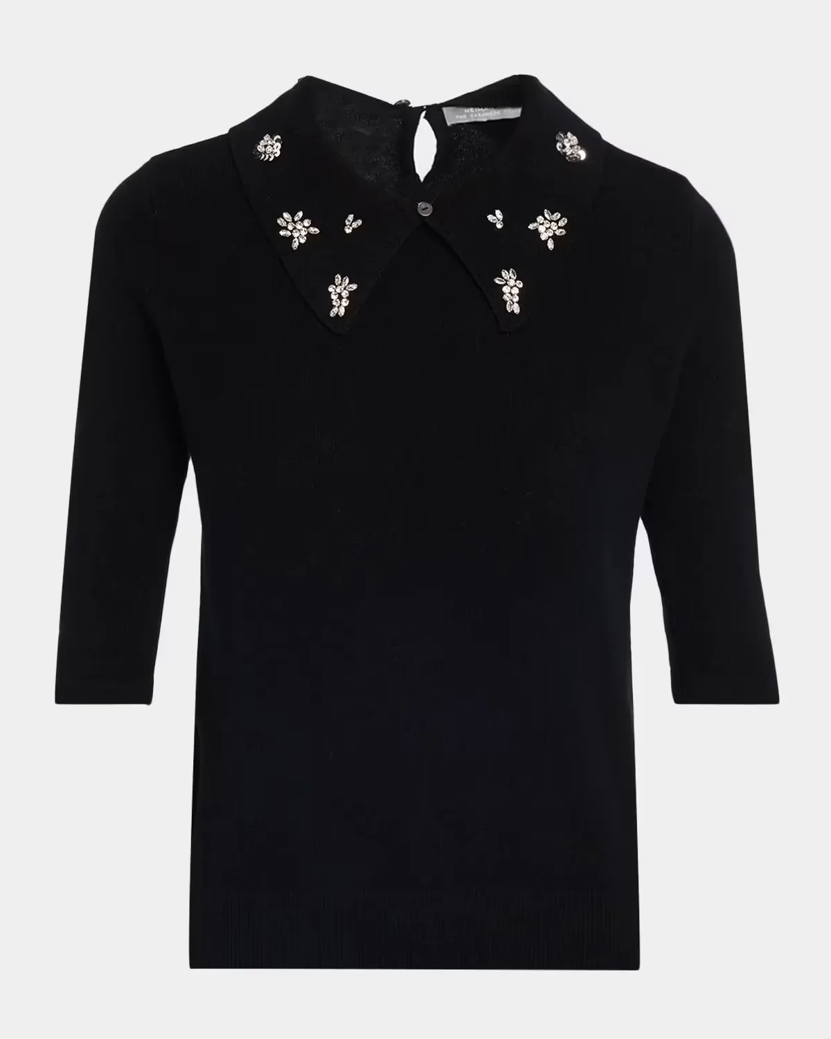 Cashmere Jeweled-Collar Sweater