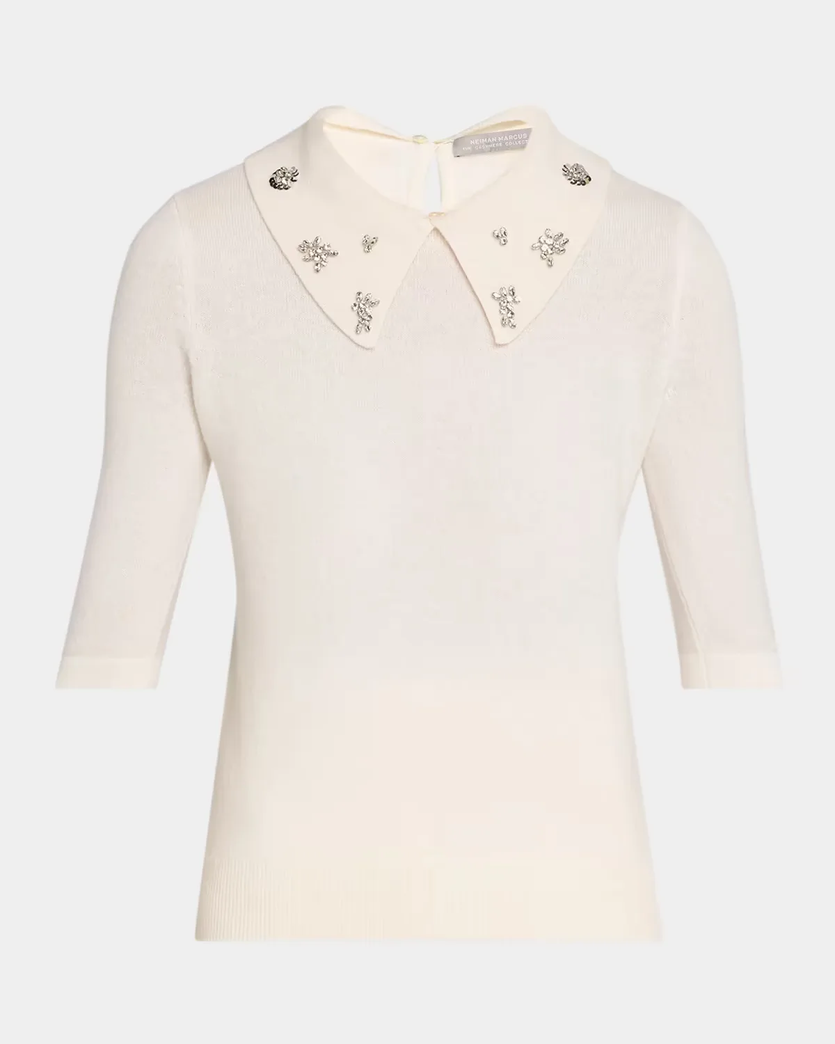 Cashmere Jeweled-Collar Sweater