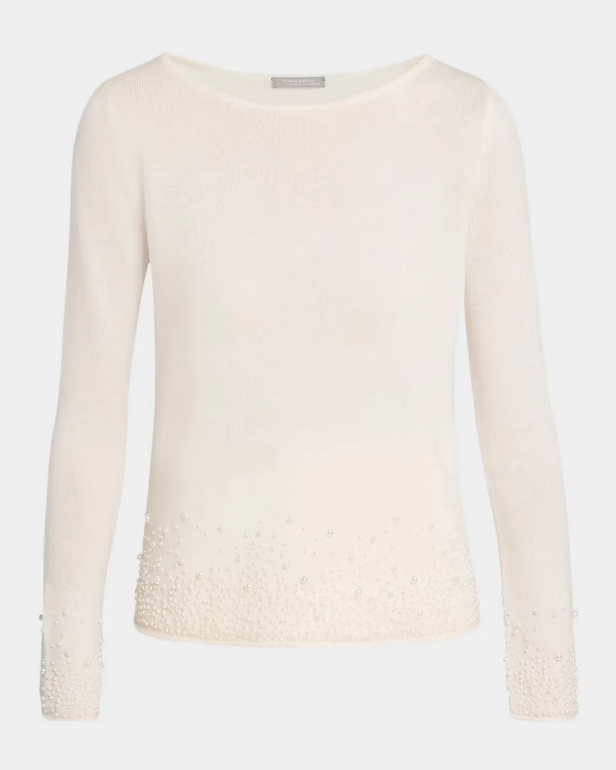 Cashmere Beaded Bateau-Neck Sweater by Neiman Marcus