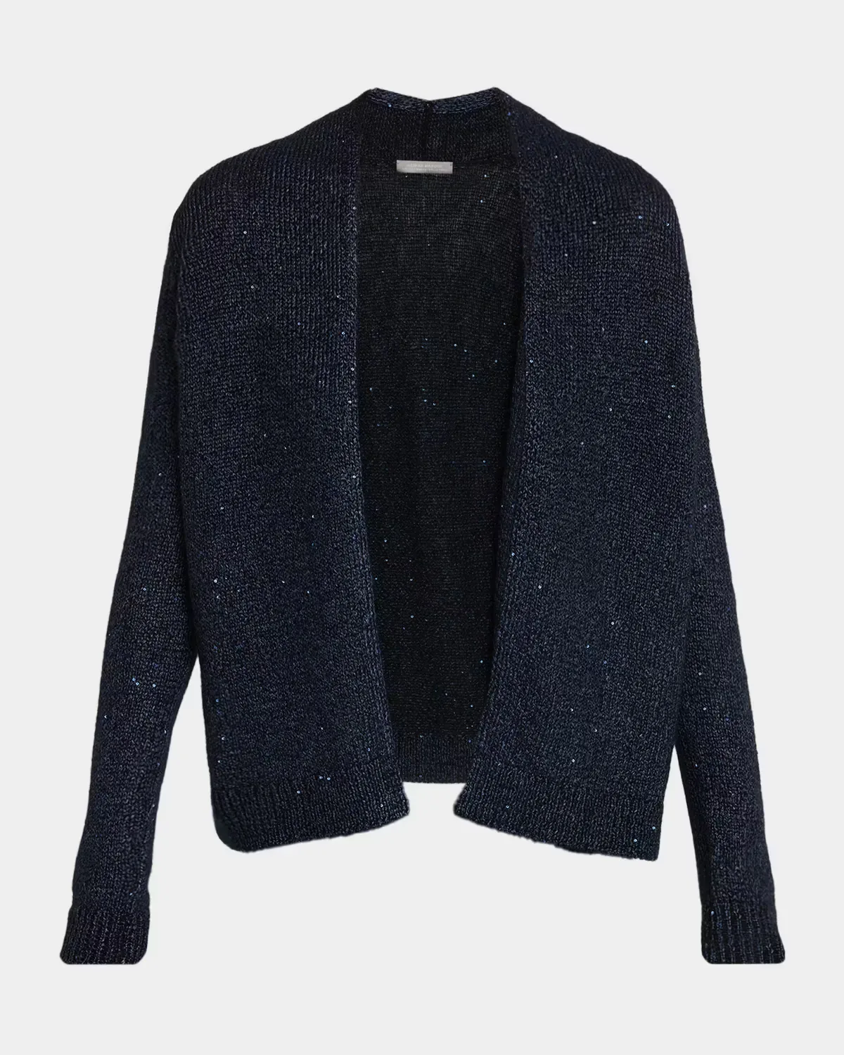 Cashmere Sequin Open-Front Cardigan