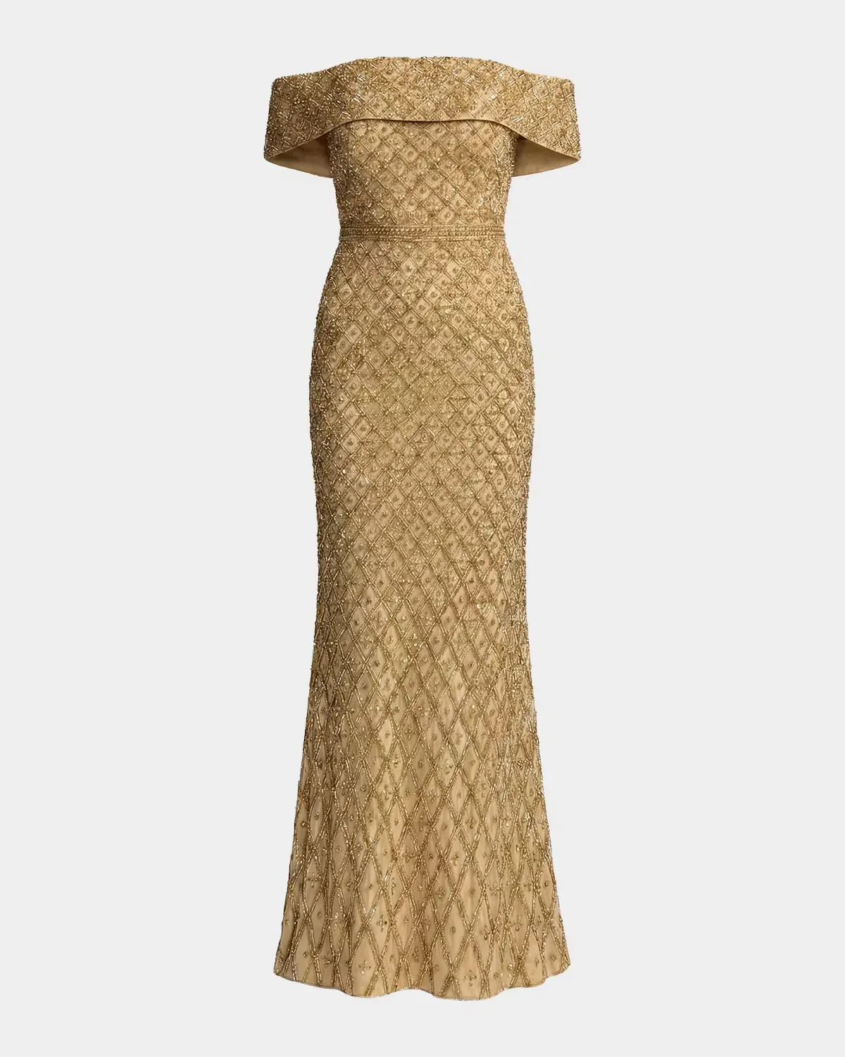 Sequined Mesh Column Gown by M.A.C.