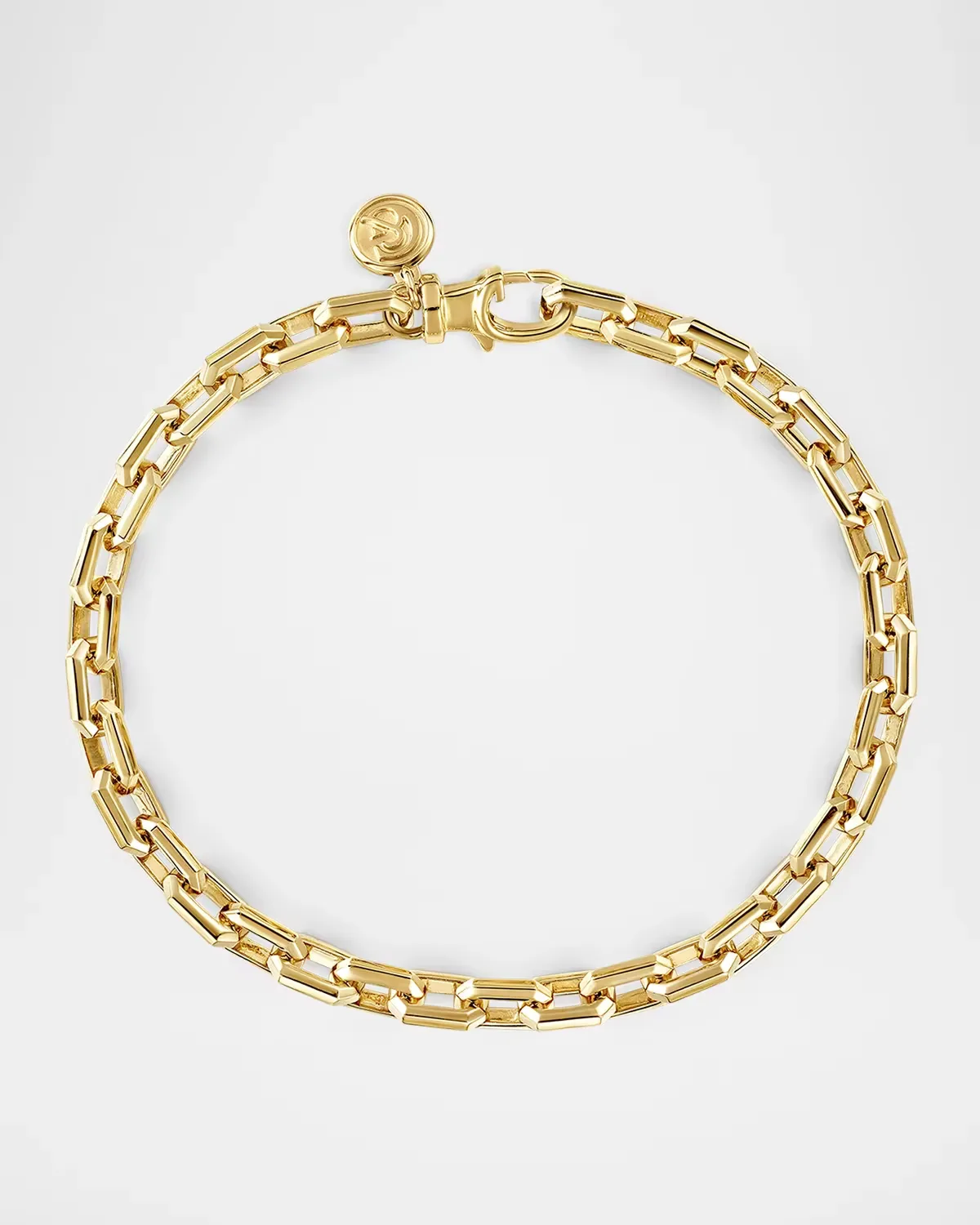 14K Yellow Gold Solid Faceted Link Chain Bracelet, 5.5mm by Gabriel