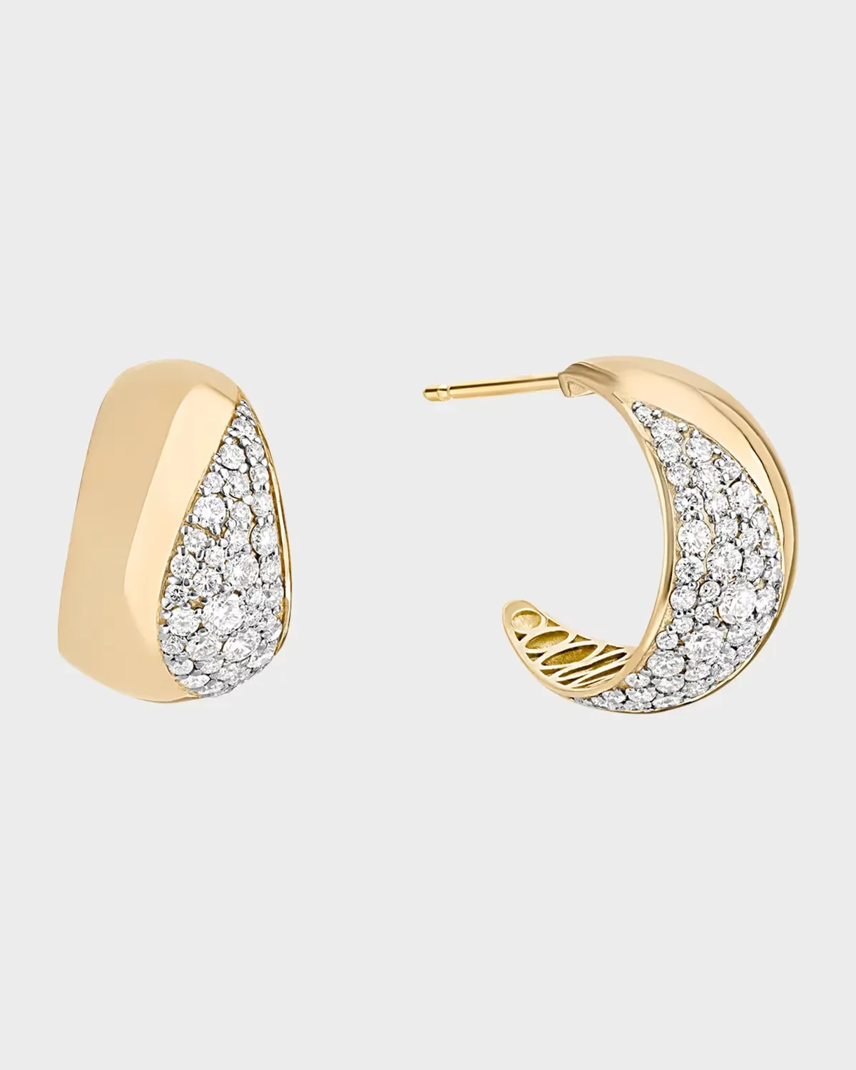 14K Yellow Gold Multi Diamond Huggie Hoop Earrings by Lana