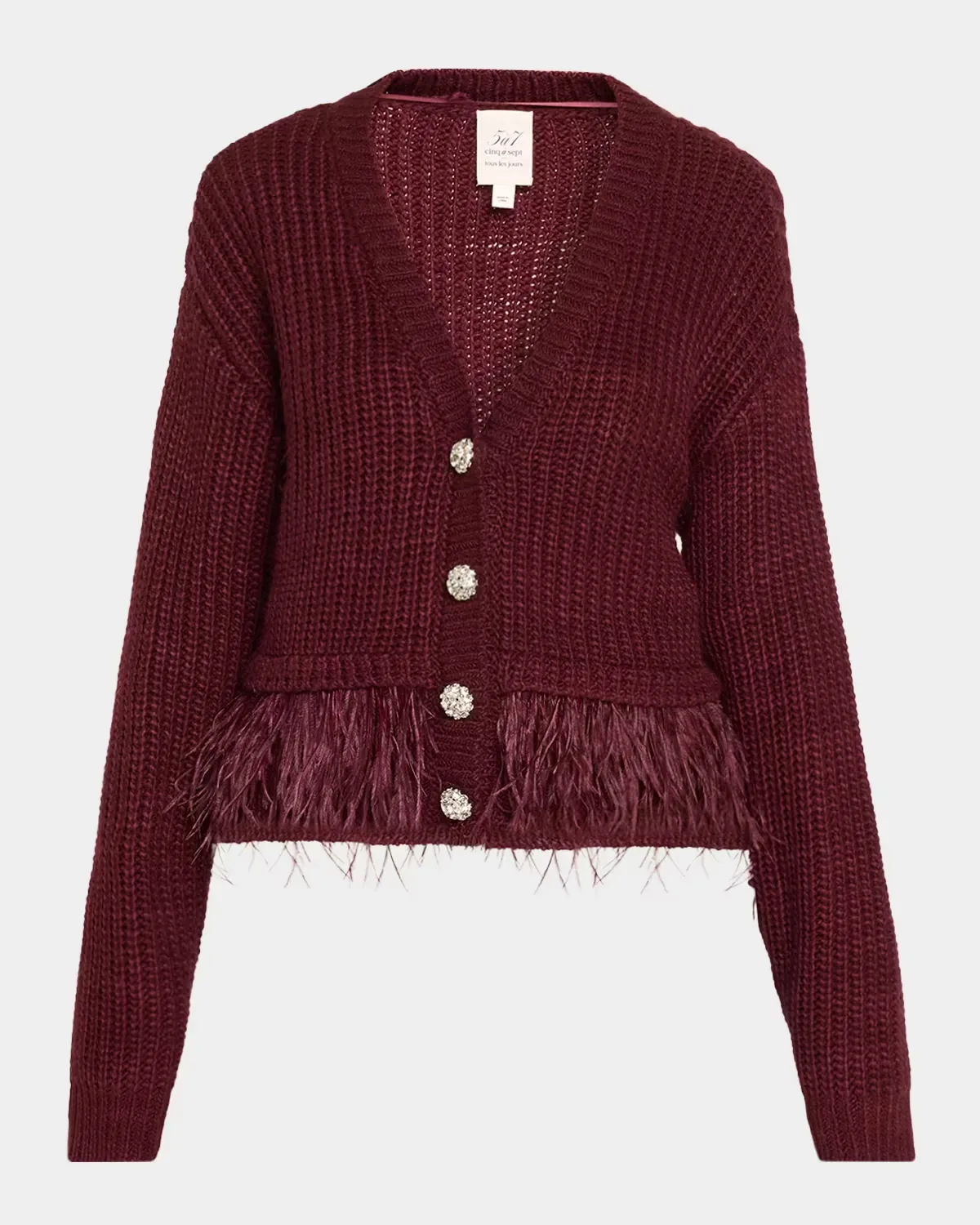 Krissi Feather-Trim Cardigan by Cinq  Sept