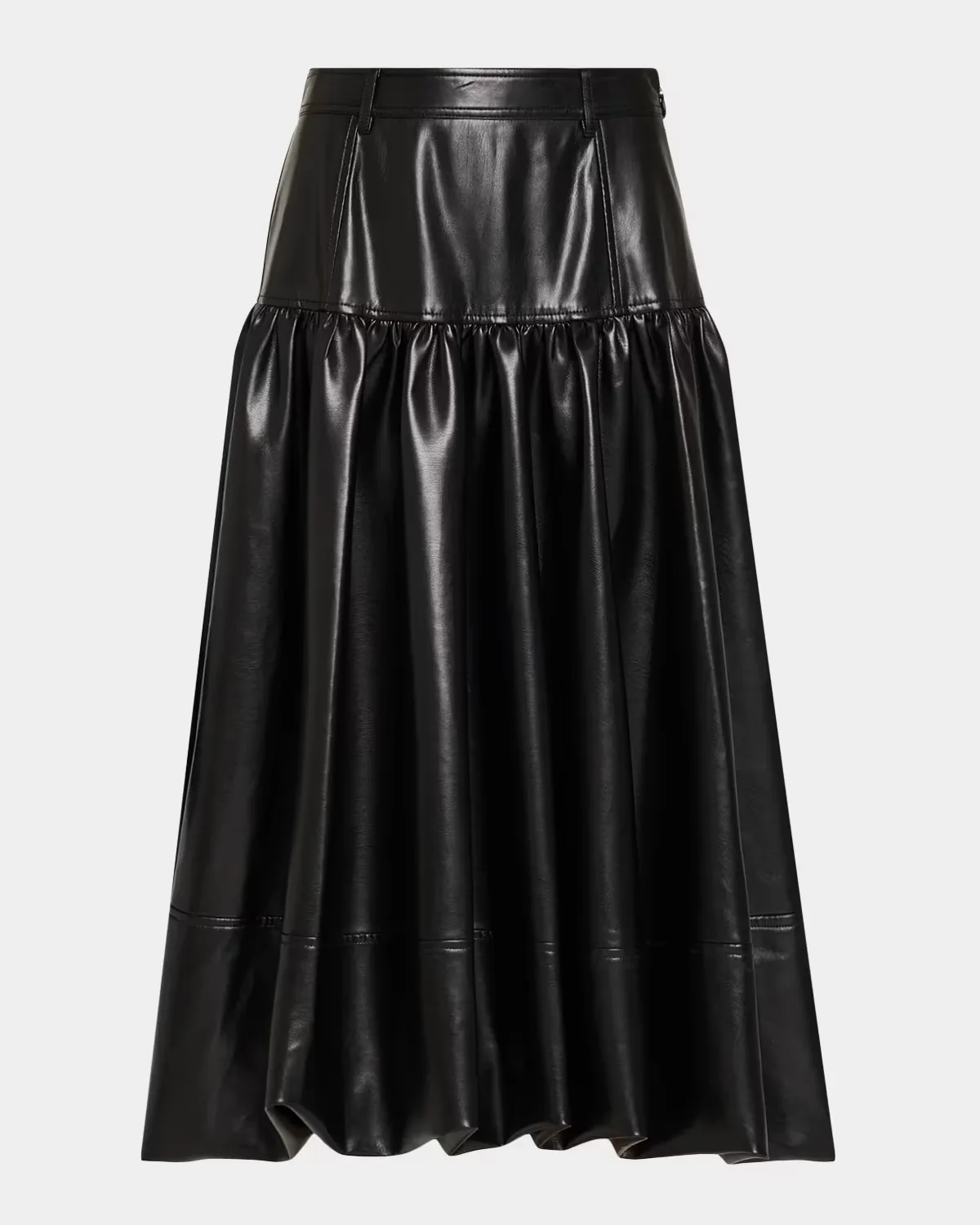 Lite Vegan Leather Bubble Midi Skirt by Cinq  Sept
