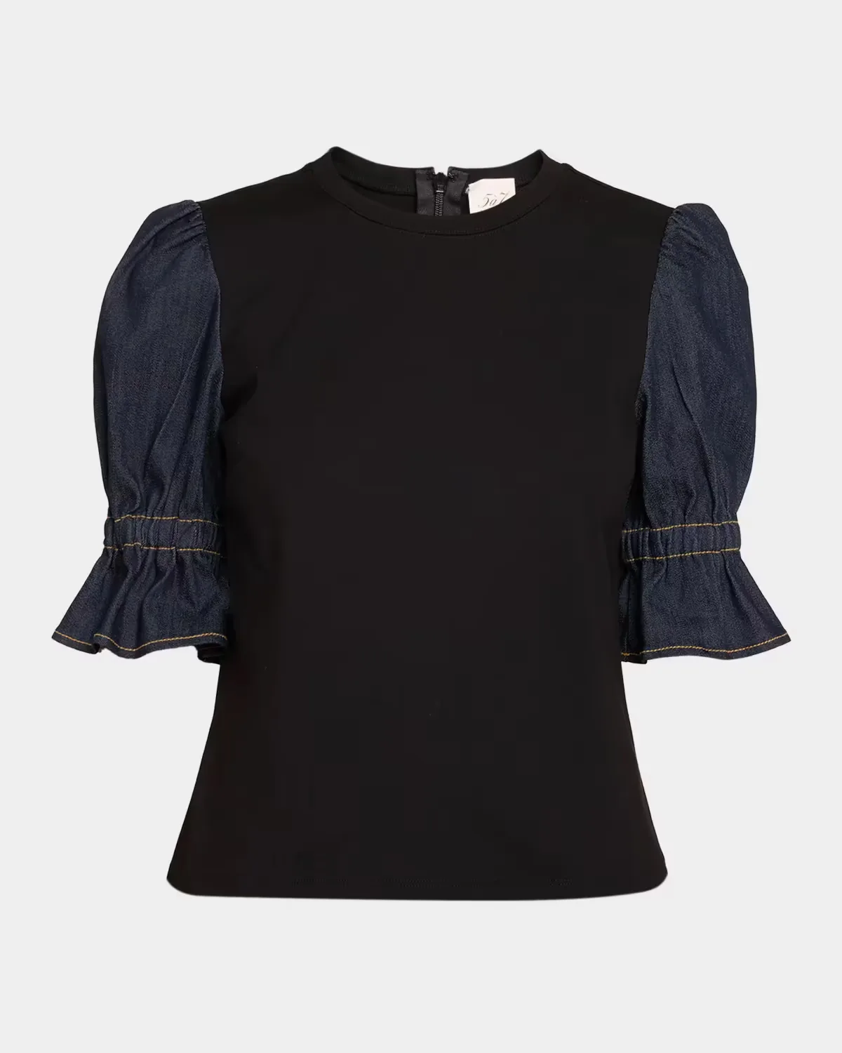 Ponte Indigo Puff-Sleeve Top by Cinq  Sept
