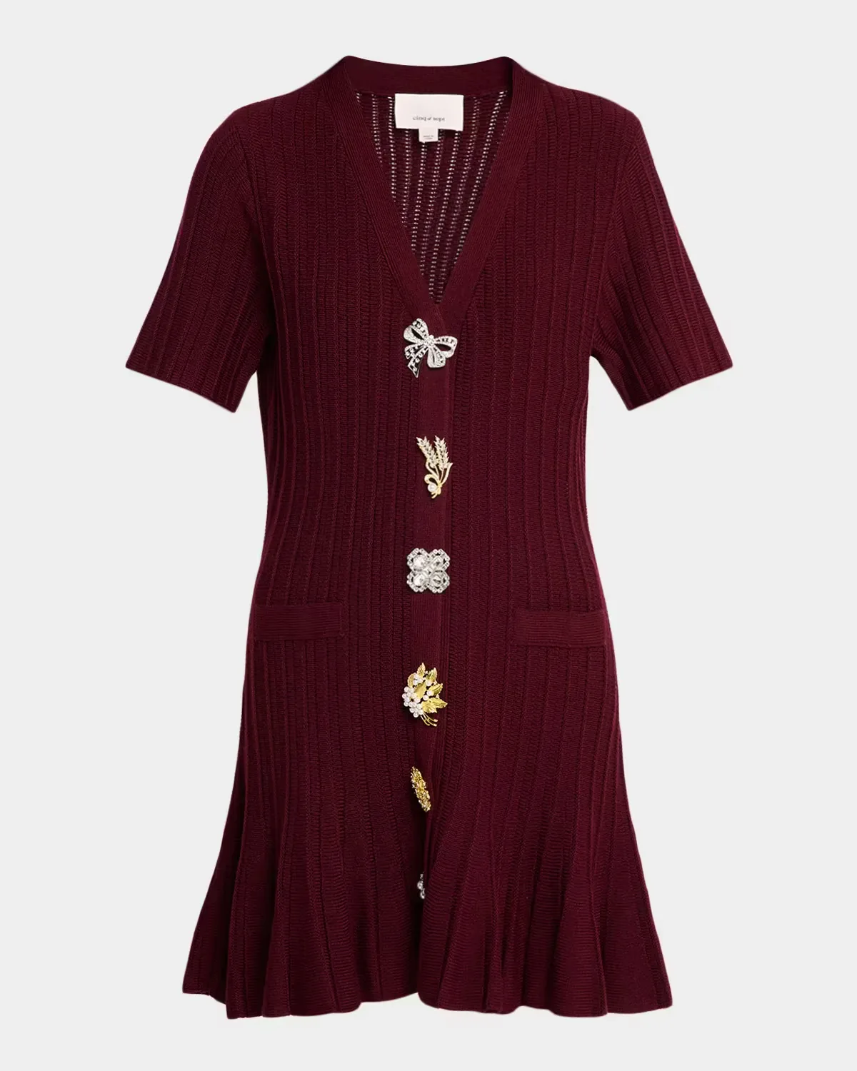 Calyssa Embellished-Button Wool-Blend Mini Dress by Cinq  Sept