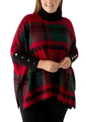 Plaid Poncho Sweater by Jones New York