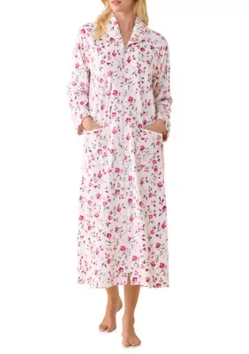 Velour Long Sleeve Zip Robe by Eileen West