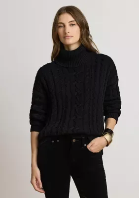 Lauren Ralph Lauren Cable Knit Cotton Turtleneck Sweater by Ralph Lauren