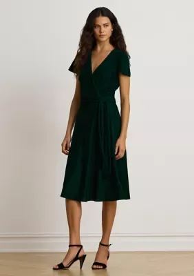 Lauren Ralph Lauren Belted Velvet Surplice Dress by Ralph Lauren