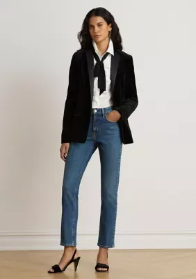 Lauren Ralph Lauren Satin-Trim Stretch Velvet Blazer by Ralph Lauren