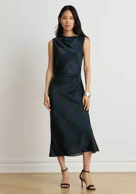 Lauren Ralph Lauren Black Watch Satin Charmeuse Dress by Ralph Lauren