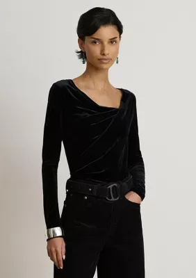 Lauren Ralph Lauren Pleated Velvet Asymmetrical Top by Ralph Lauren