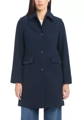 Kate Spade New York Collared Button Up Coat with Velvet by kate spade
