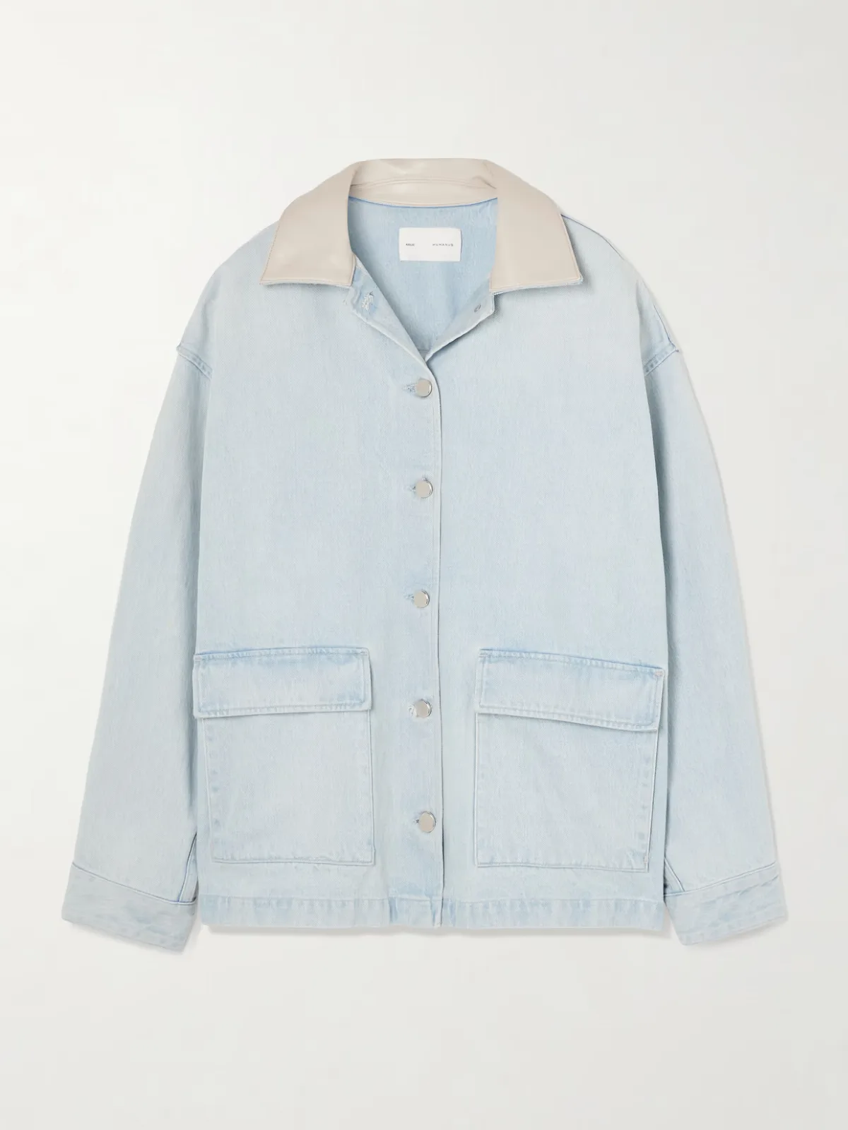 - + Maria Mcmanus Oversized Leather-trimmed Denim Jacket -