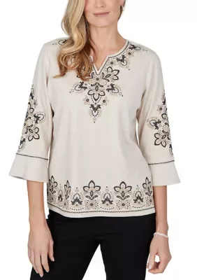 Cityscape Border Yoke Top by Alfred Dunner