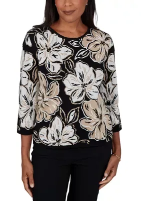 Cityscape Drama Intarsia Flowers Sweater by Alfred Dunner