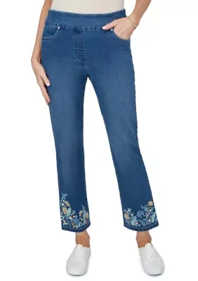 Ann Arbor Embroidered Flowers Ankle Pants by Alfred Dunner