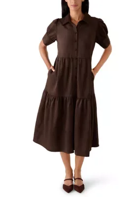 Elbow Sleeve Tiered Dress by Crown & Ivy