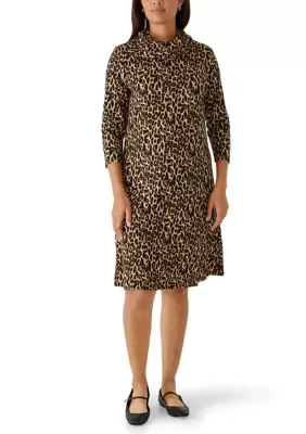 3/4 Sleeve Hacci Cowl Neck Dress