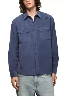 Long Sleeve Embroidered Corduroy Work Shirt by Lucky Brand