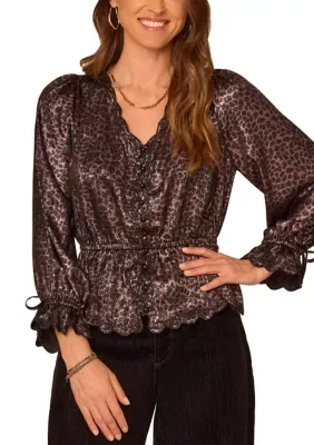 Scallop Edge V-Neck Woven Top by Democracy