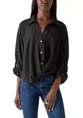 Long Roll-Tab Sleeve Button Down Shirt by June & Hudson