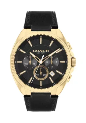 Jackson Gold Tone Leather Strap Watch by Coach
