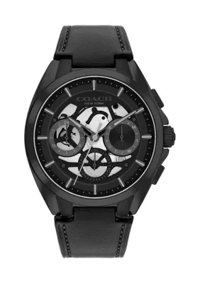 Jackson Skeleton Dial Leather Strap Watch by Coach