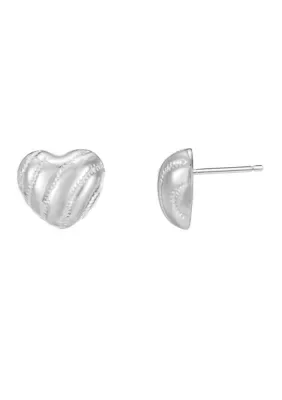 Sterling Silver Textured Heart Button Stud Earrings by Belk Sterling Silver