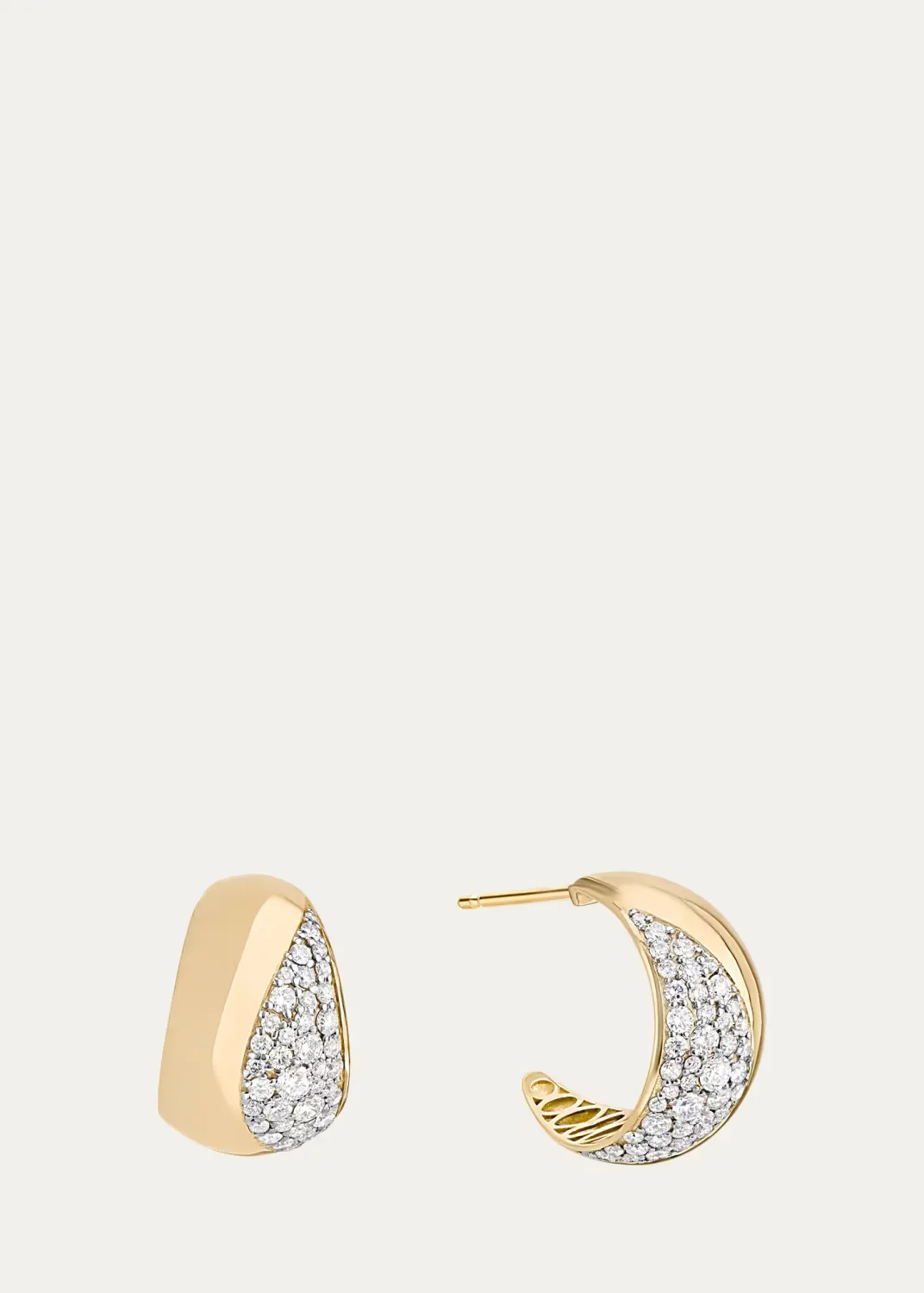 14K Yellow Gold Multi Diamond Huggie Hoop Earrings by Lana