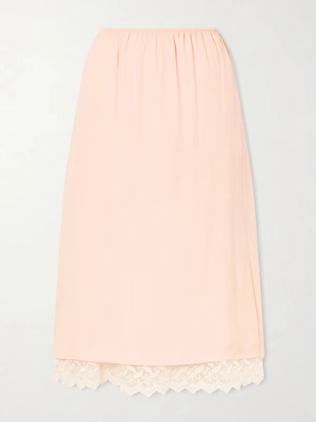 - Layered Lace-trimmed Crepe De Chine Midi Skirt - by Simone Rocha