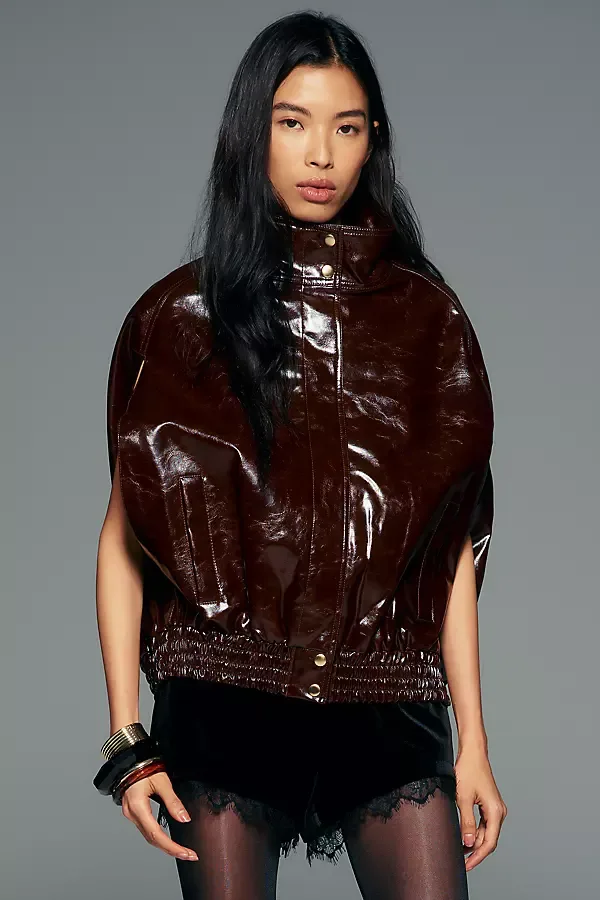 Faux Leather Capelet Jacket by Maeve