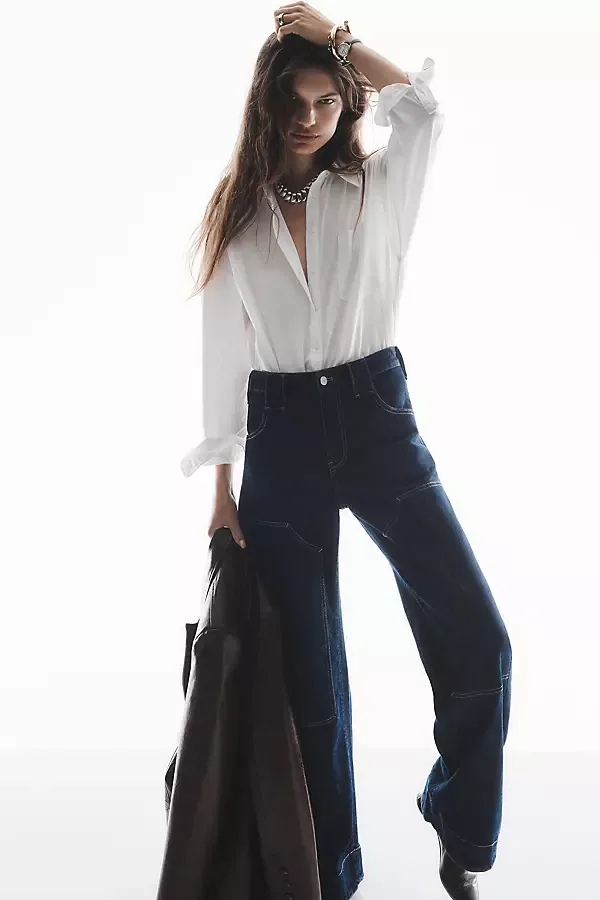 Myra Low Rise Puddle Tapered Jeans by Pilcro