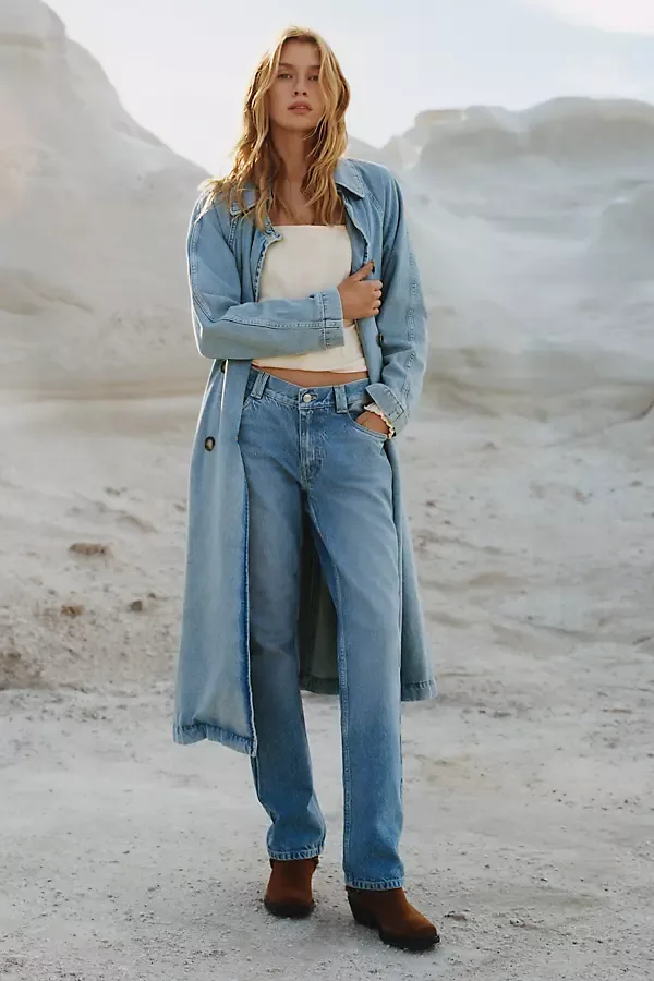 Denim Trench Coat Jacket by Pilcro