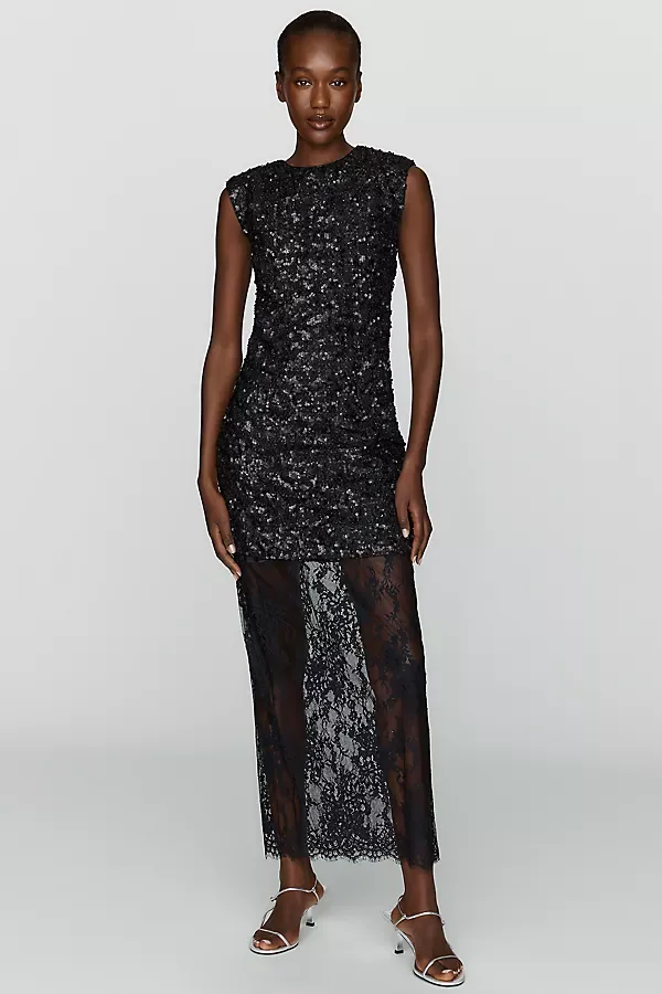 Sheer Lace Panel Dress by Maeve