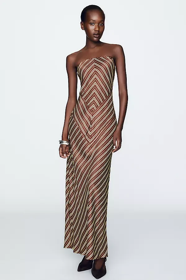 Fleur Strapless Satin Maxi Slip Dress by Anthropologie