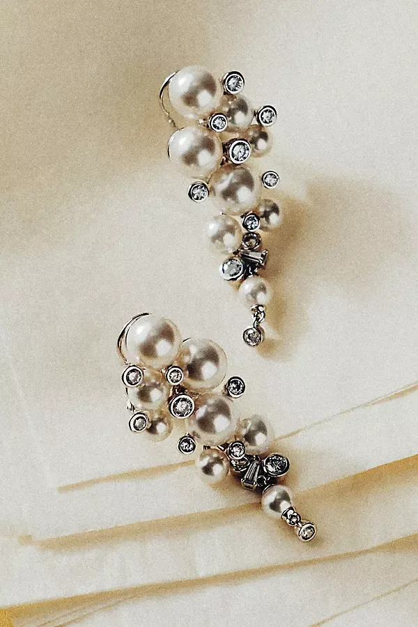 Under the Sea Crystal & Pearl Cascade Earrings by NADRI