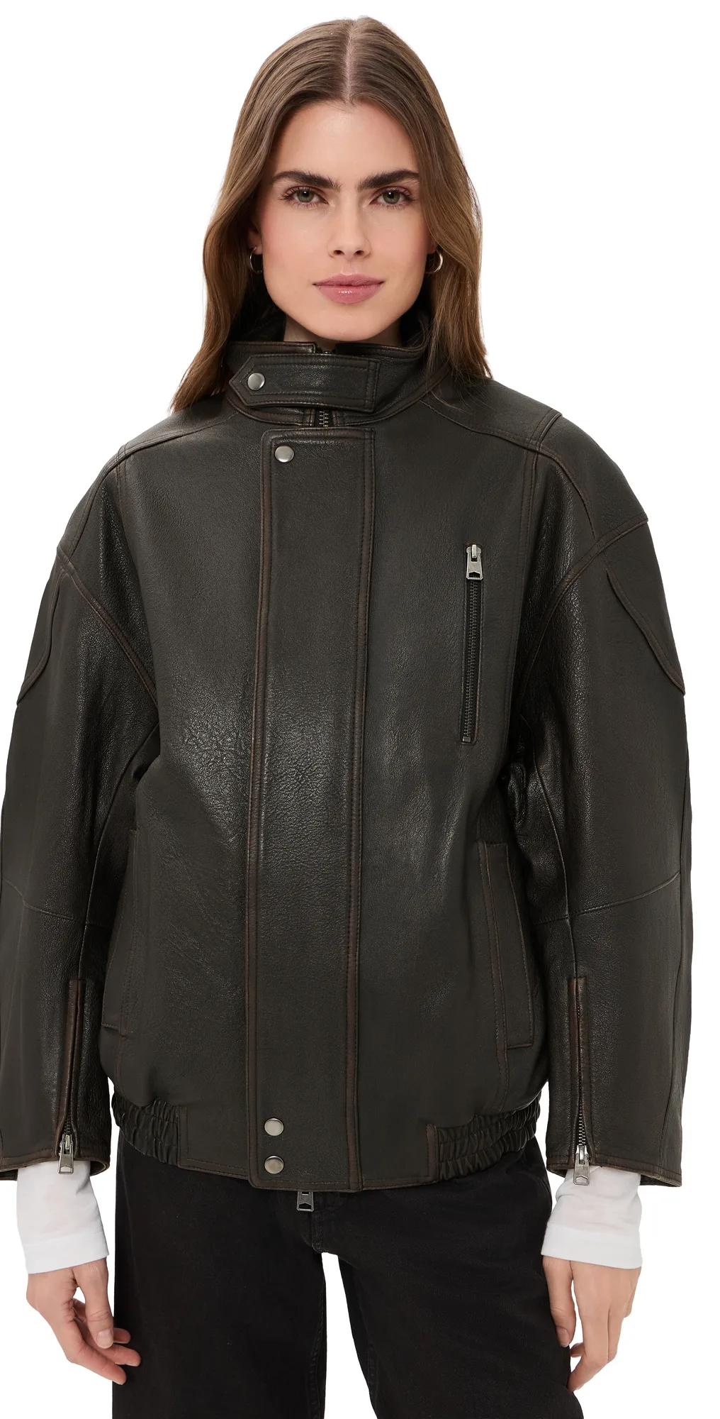 Danver Lambskin Leather Moto Jacket by AGOLDE