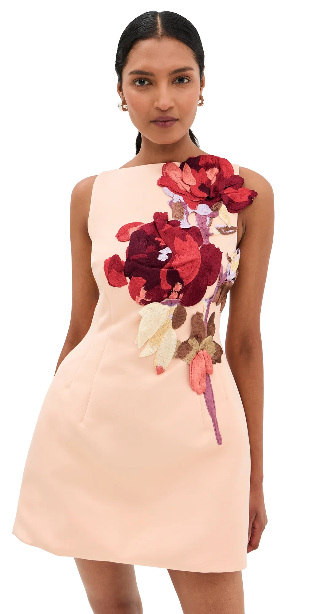 Ali Embroidered Boat Neck Mini Dress by Leo Lin