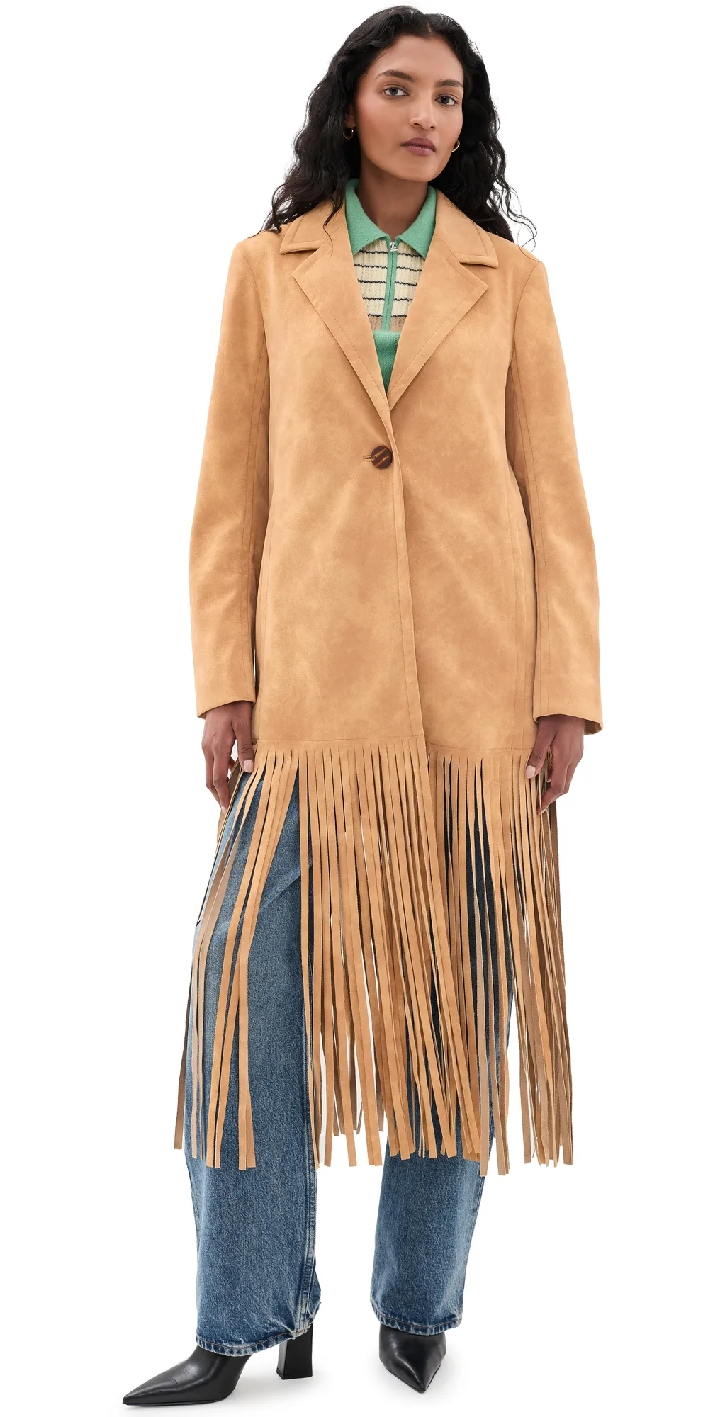 Vero Vegan Leather Fringe Coat by SIMONMILLER