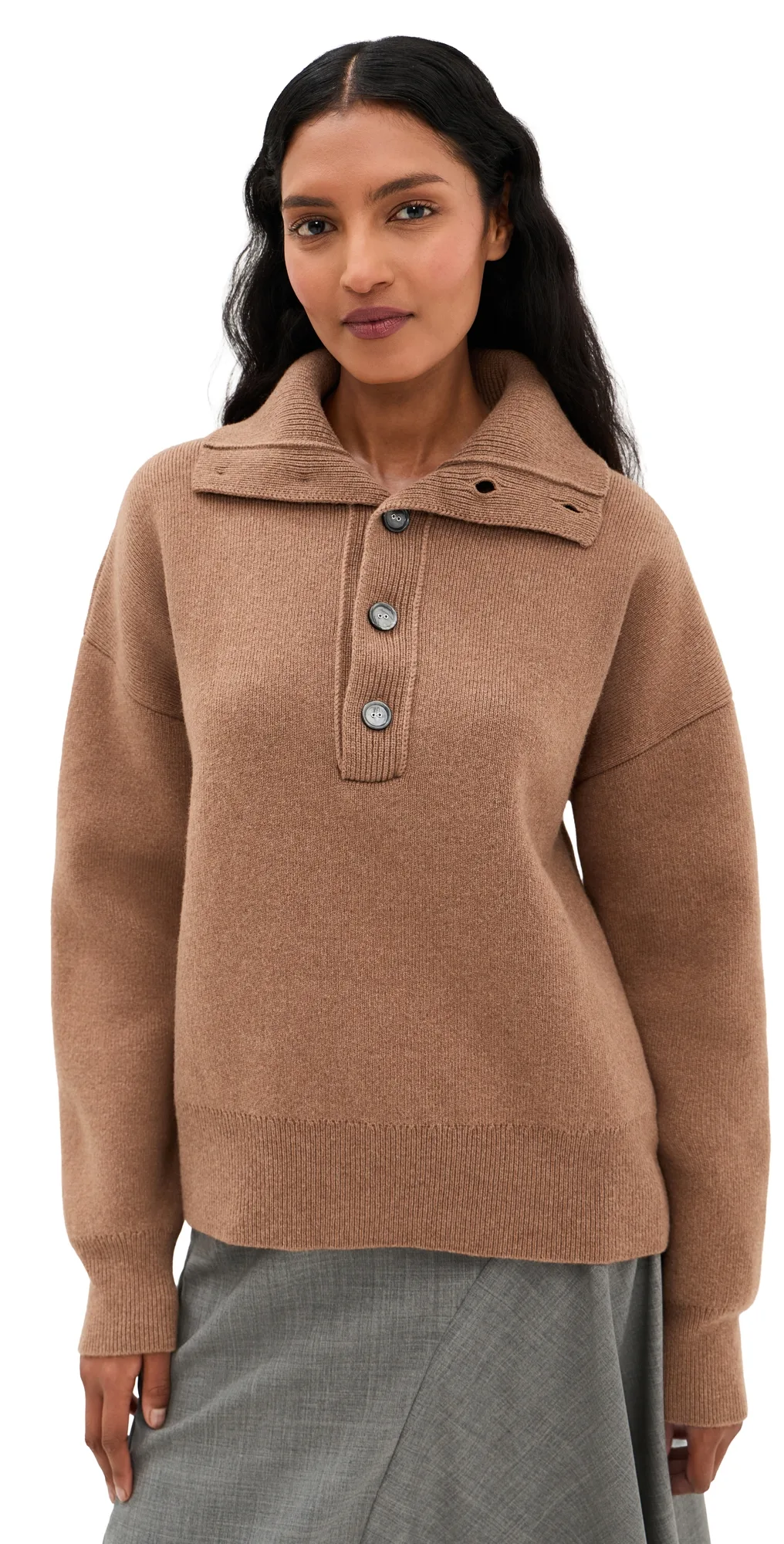 High Buttoned Collar Sweater by AMI
