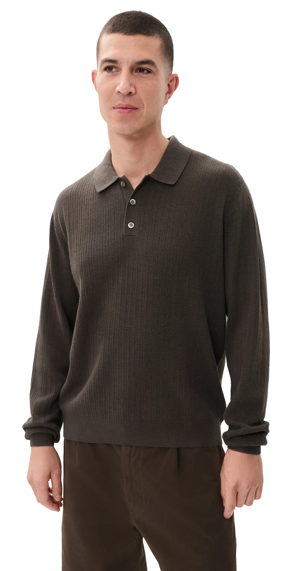 Textured Stitch Long Sleeve Polo by Madewell