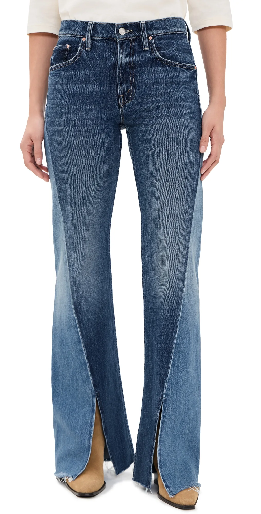 Bookie Slit Twist Heel Fray Jeans by MOTHER