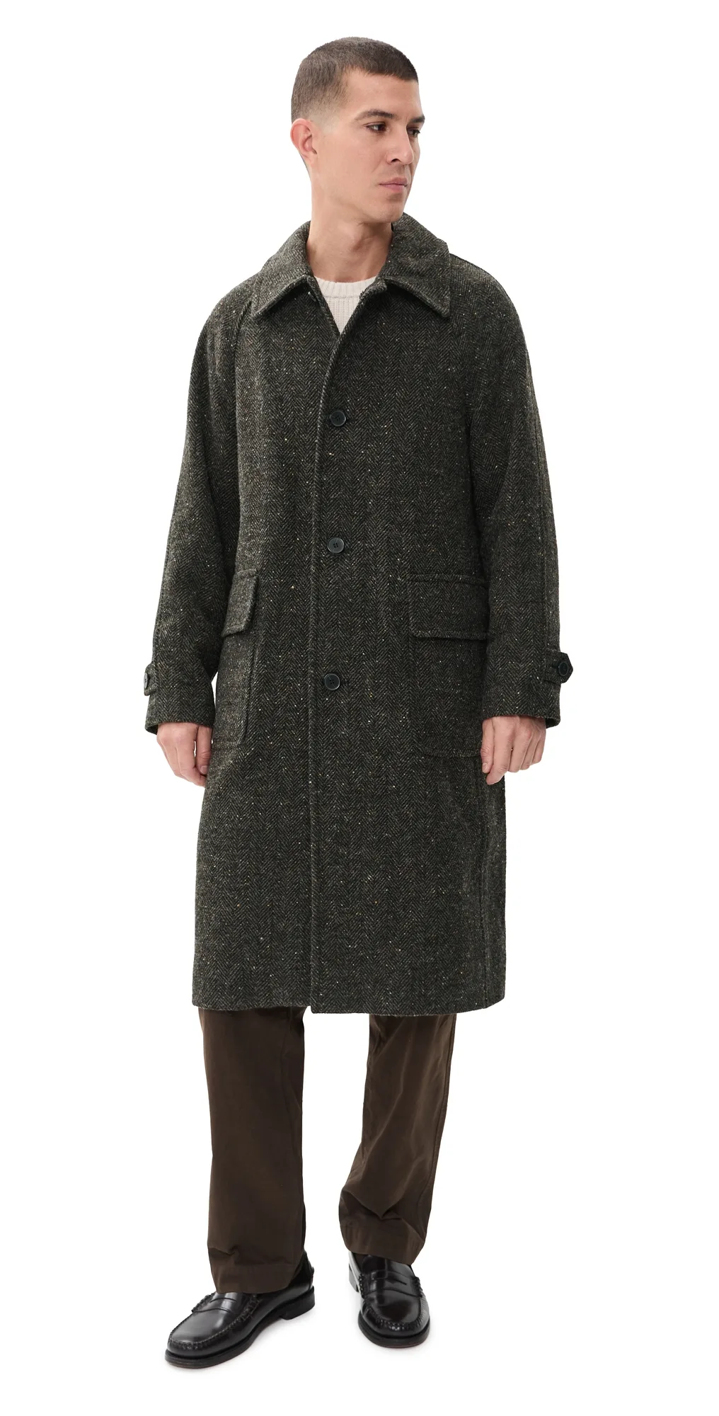 Flecked Herringbone Single Breasted Coat by Madewell