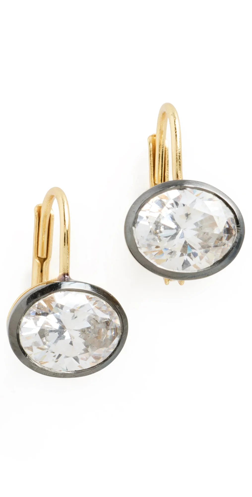 Rhodium Bezel Drop Earrings by HART