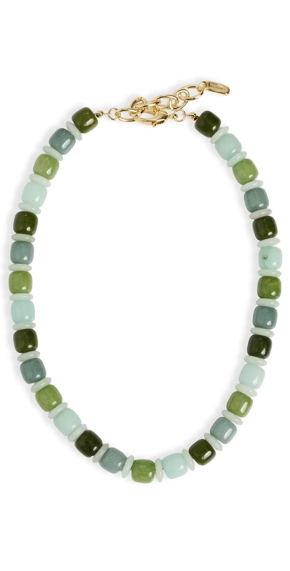 Mixed Green Barrel Beaded Necklace by Logan Tay