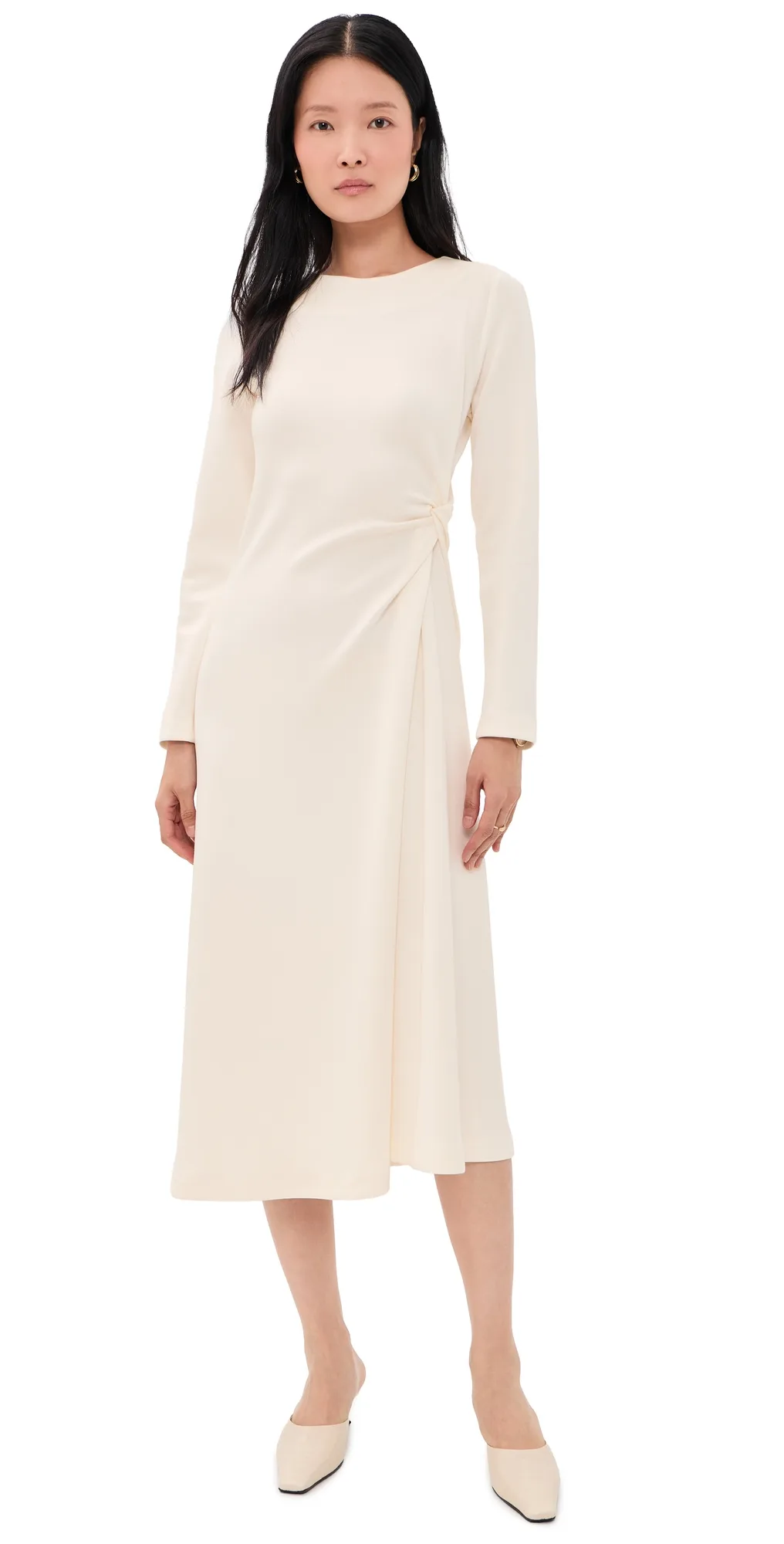 Ponte Midi Dress with Side Knot Detail by MEIMEIJ