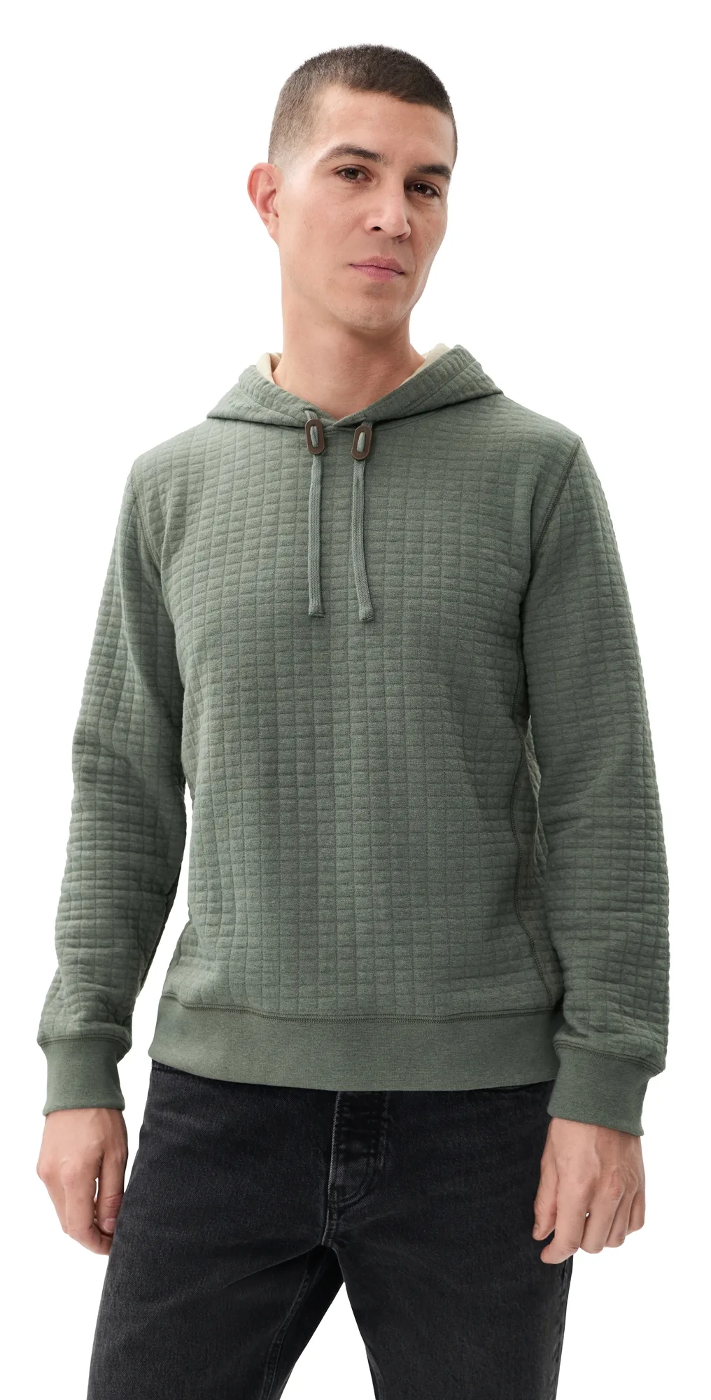 Box Quilt Hoodie Pullover by Billy Reid